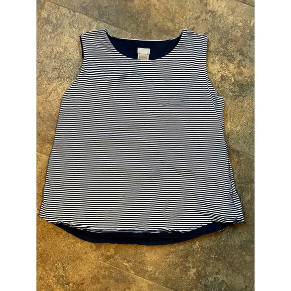 Chicos 1  (S-8) blue/white stripe tank top - Picture 1 of 5